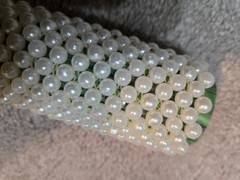 faux pearl flower boquet white wedding wrap, 3.5″ long, stretches, beaded