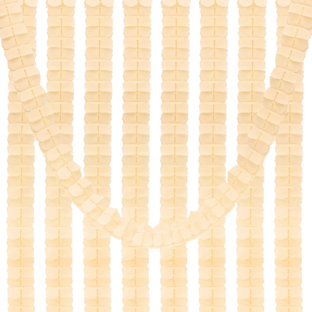 9.8ft Four-Leaf Garland, 9 Pack Tissue Paper Hanging Flower, Beige