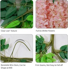 48 Pack Artificial Wisteria Hanging Flowers Fake Wisteria 48Pcs Light Pink