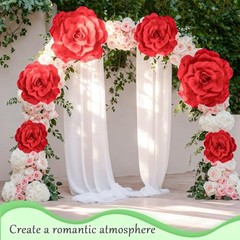 3 Pcs Derby Day Giant Artificial Flowers Decoration 12, 16, 20 Inch Red Rose