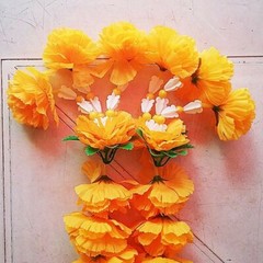 Marigold Flower Artificial Plastic Garland Decoration Wedding Party Event Orange