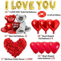 40 Pack I Love You Balloons and Heart Balloons Kit with 1000 Pcs Dark-Red
