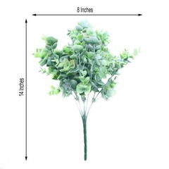 3 pcs 14″ tall Frosted Green Eucalyptus Artificial Greenery Bushes Wedding Party