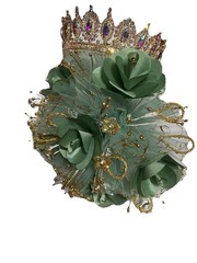 Quinceañera Dress size Small, w/ matching bouquet, Fabric/Metal Tiara
