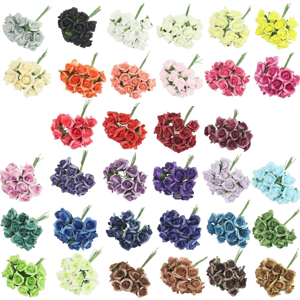 Bundles of 12 Mini Foam Rose Bunches! Bulk Wholesale Artificial Flowers Craft