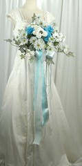 Wild Teal Garden Faux Silk Wedding Bouquet