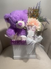 Victoria Secret Jasmine & Elderberry Floral Gift Basket/Purple Bear