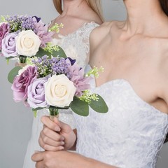 Artificial Bridesmaid Bouquets 6 Pcs – 7 Inch Pre-made 6pcs Bouquets, Lilac