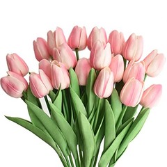 20pcs Artificial Tulips Flowers Fake Faux PU Tulip Bouquet Real Light Pink 20