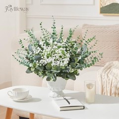 Pcs 4 Kinds Mixed Eucalyptus Greenery Stems, Baby Breath Flowers 120 Grey Green