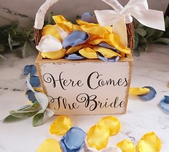 Yellow Rose Petals Dusty Blue Flower Petals Wedding Decor I Do Proposal Box