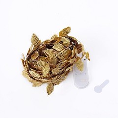 15 ft LED Metallic GOLD Rose Leaves GARLAND Battery Operated Fairy Lights Party