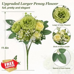 Yastouay Mixed Green Cream White Peonies 4 Bouquets