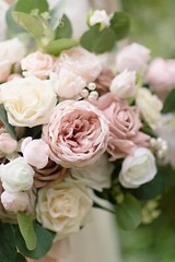 Ling’s Moment 15 Inch Dusty Rose & Cream Artificial Flowers Bridal Bouquet, W…