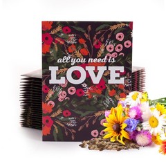 All You Need is Love Bouquet 25 Wildflower Packets for Planting, Brown