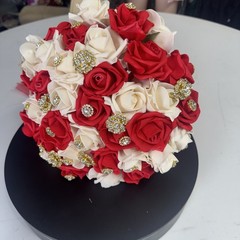 Bridal Bouquet Exquisite Rhinestones Silk Roses Pearls Handmade Wedding Bouquets