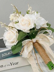 Artificial Rose Flower Bridesmaid Bouquet 11.8″ Wedding Party Decor