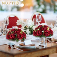 NUPTIO Flower Wedding Centrepieces for Tables – 10 Pcs 9.5in Diameter Crimson…