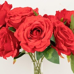 RED 2 Bushes 17″ Premium Silk Roses Artificial FLOWERS Bouquets Party Events