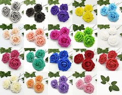 US Ship 25pcs Artificial Foam Rose Flower with Stem Decoration for Wedding Party