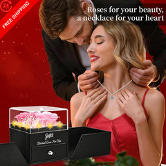 Preserved Pink Real Rose with I Love You in 100 Languages 4.33 inches,