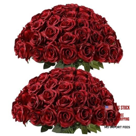60 Pcs Burgundy Roses Artificial Flowers Bulk, Maroon Flowers Burgundy-60