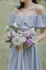 new in box $45 TINGE TIME 11 Inch Wedding Bouquet lilac/white