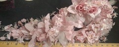 1970s Vintage Silk Wedding Bouquet, 18″ Satin Leaves, Roses, Stephanotis, Pearls