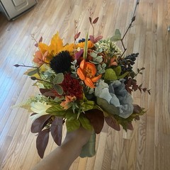 Bridal Wedding Bouquet Lovely Budget Minded Faux Bubble Pearl Blue + Fall Colors