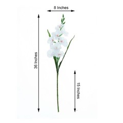 3 WHITE 36″ SILK GLADIOLUS ARTIFICIAL FLOWER Spray Stems Wedding Decorations