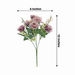 DUSTY ROSE 4 Bushes 12″ Silk Roses Artificial FLOWERS Bouquets Party Home