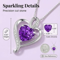 Eternal Rose Gift Box with Heart Necklace & Large size, Purple