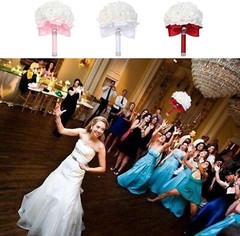 Ramo de novia: rosas artificiales para novia y damas de honor con cintas suaves
