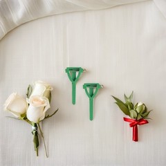 180Pcs Reusable Plastic Boutonniere Holder Pins for Wedding Corsage Dark Green