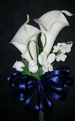Wedding double or single calla lily mother’s or grandma’s corsage navy blue