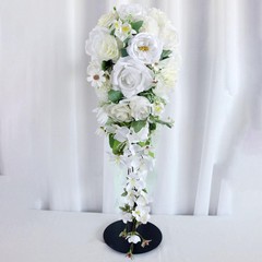 Wedding Bouquet for Bride Bridesmaid Cascading Bouquet Realistic Silk Flower 27