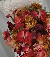 Silk Orchid and Rose Cascade Wedding Bouquet