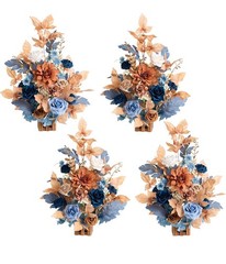 Lings Moments Wedding Flowers Set Russet Orange and Denim Blue