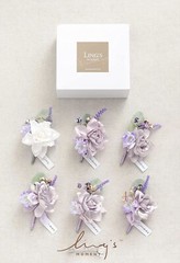 Ling’s Moment Lavender&Cream Boutonnieres&Wrist Corsage Set,Including Wedding…