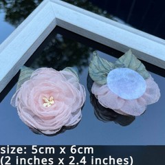 10pcs Artificial Mesh Chiffon Flowers 3D Rose Handmade for Hair Accessories DIY