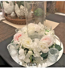 12″X12″ BEAUTIFUL FLORAL WREATH / WHITE AND BLUSH PINK ROSES/ WHITE HYDRANGEAS