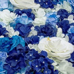 12 Panels Set 3D 8x4ft Floral Flower Wall Backdrop Indigo Navy Decor Rose Panels