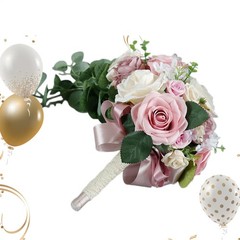 Cascading Bridal Bouquet, Artificial Flowers Rustic Boho Tossing Bouquet