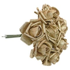 10pcs 6.5cm Artificial Glitter Rose Flower Bouquet DIY Wedding Party Prom Decor