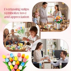 24 Pack Artificial Tulips with Single Flower Sleeves Bulk -13.4″ Real to