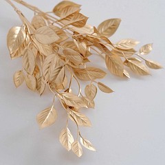 4 GOLD Metallic Artificial Italian Ruscus Leaves Branches Party Events
