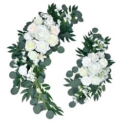 White Floral Wedding Arch Flowers Set of 2 – Swag for Ceremony Backdrop & Recept