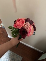Set of 4 Homemade burgundy, navy and pink bridesmaid bouquets