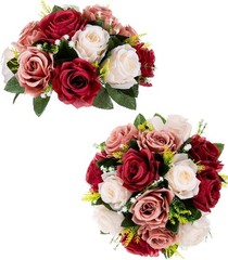 🔥2 Pcs Flower Centerpieces for Tables Wedding Fake Flowers Rose Arrangement🔥