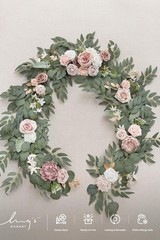 Ling’s moment Flower Garland – 6FT Eucalyptus & Rose Pink Sweetheart Table Decor